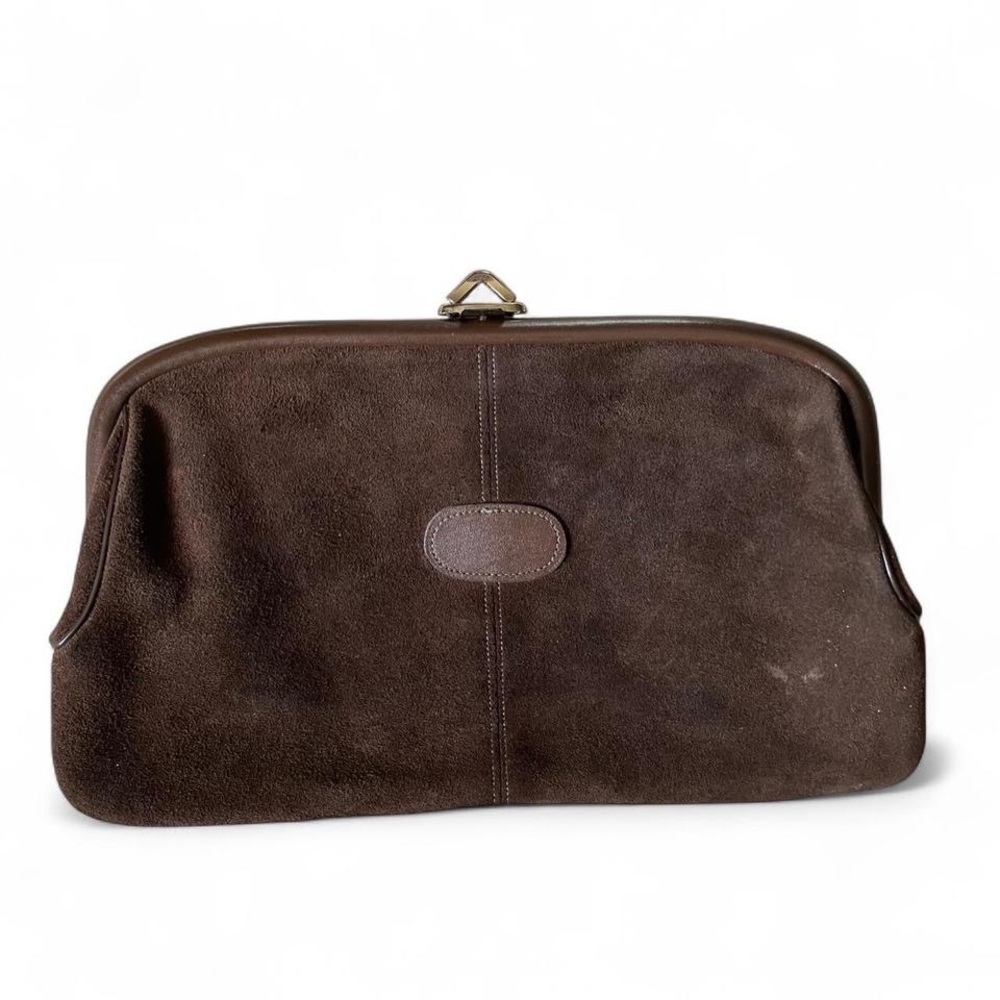 Rare Vintage 1970s Pappagallo Brown leather clutch bag
